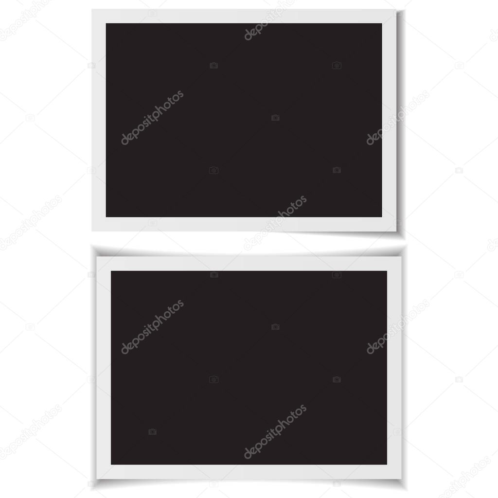 Blank photo frames with shadow on back vector.