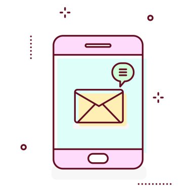 Mesaj bildirim çizim ile Smartphone satırı simgesi.