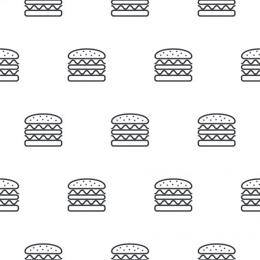 Burger çizgi simge sorunsuz vektör deseni.