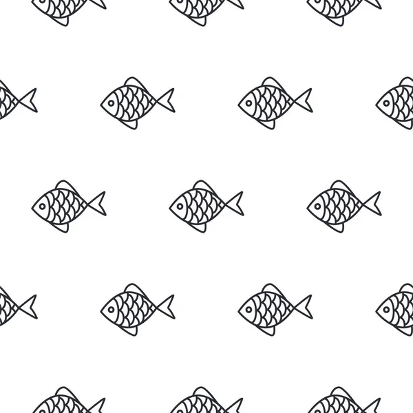 Icône de ligne de poisson motif vectoriel sans couture . — Image vectorielle