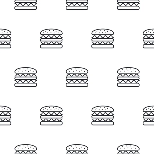 Burger línea icono patrón de vector sin costura . — Vector de stock