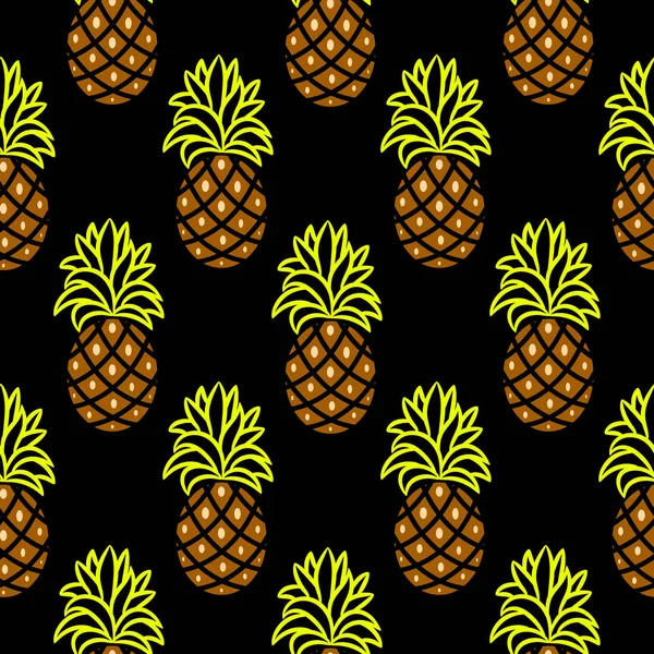 Modèle vectoriel sans couture vert ananas et brun foncé . — Image vectorielle