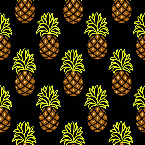 Modello vettoriale senza cuciture verde ananas e marrone scuro . — Vettoriale Stock