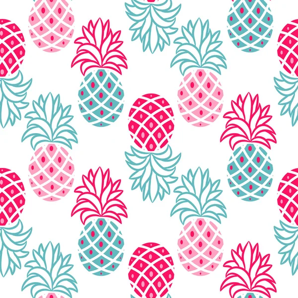 Modello vettoriale senza cuciture rosa ananas e blu . — Vettoriale Stock