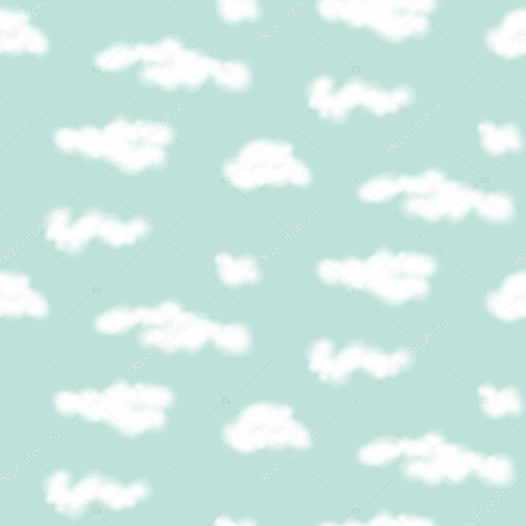 Vector realistic clouds seamless pattern.