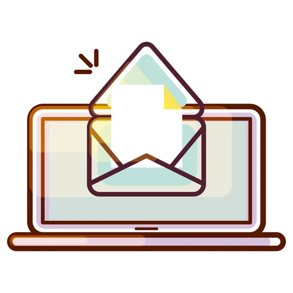 Laptop-PC-Vektorsymbol mit E-Mail-Benachrichtigung. — Stockvektor