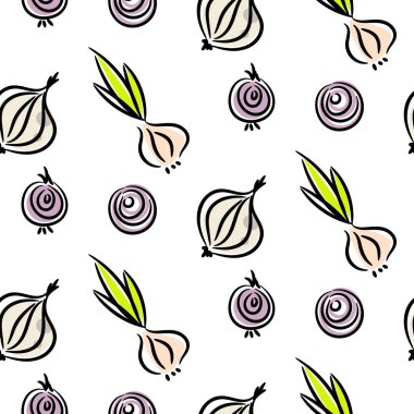 Soğan doodle farklı vektör seamless modeli türleri.