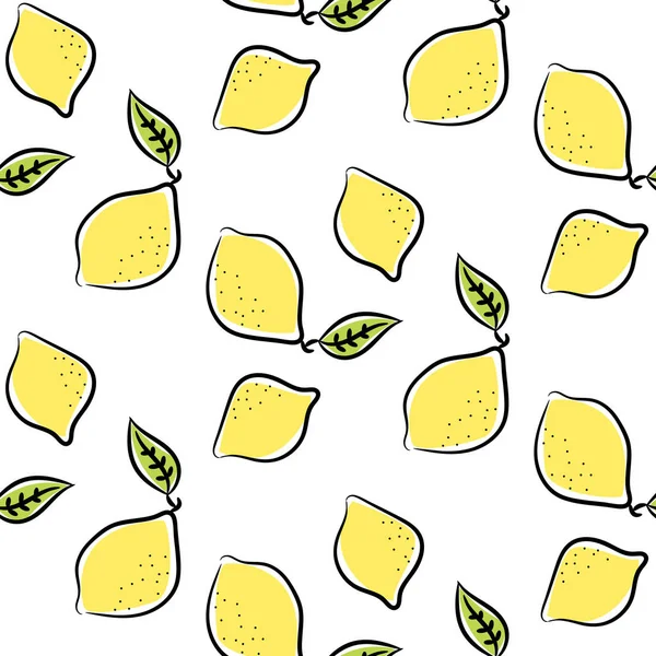 Linea di limone colorato modello doodle vettore senza soluzione di continuità . — Vettoriale Stock