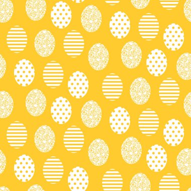 Mutlu Paskalya sarı ve beyaz sevimli Dikişsiz desen yumurta.