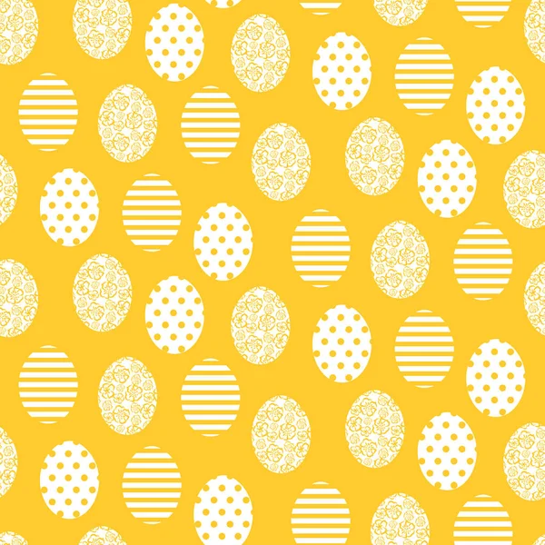 Szczęśliwe Wielkanoc żółty i biały ładny bezszwowe kształta jajka. — Wektor stockowy