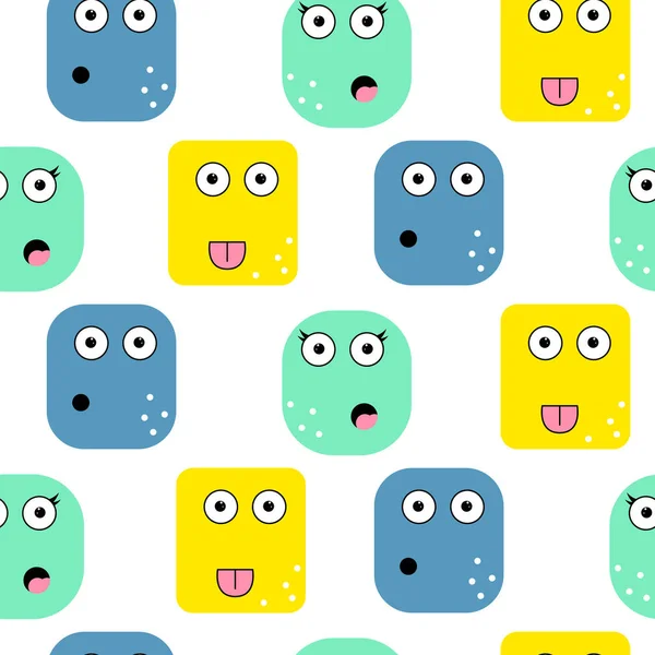 Emoji fait face à un motif vectoriel sans couture . — Image vectorielle