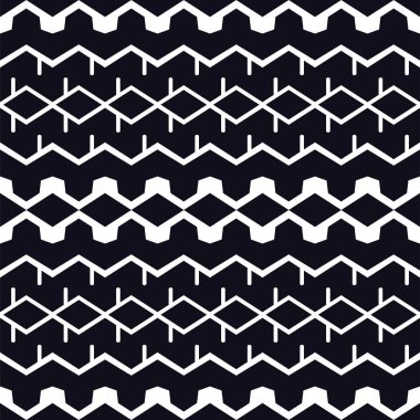 Soyut geometrik şekiller siyah arkaplan dikişsiz şablon vektörü.