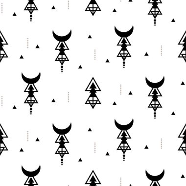 Kusursuz kabile şablonu. Üçgen geometrik şekilli basit tek renkli arkaplan. Kutsal geometri tarzı dokusu.