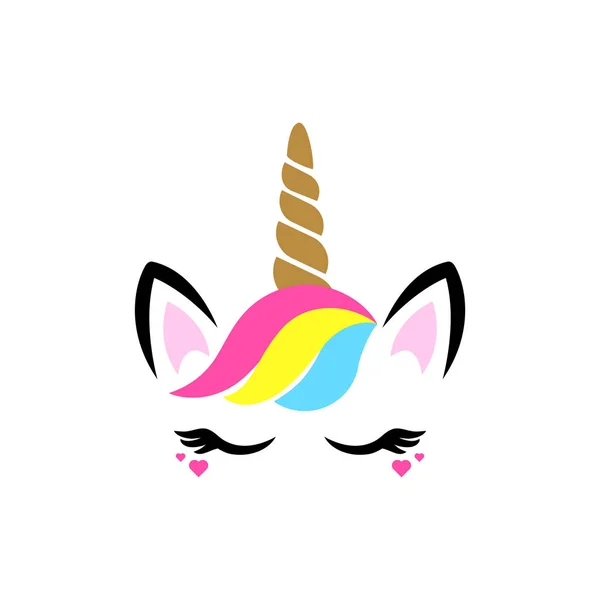 Unicorn πρόσωπο με πήχη χαριτωμένο διάνυσμα clipart απομονωμένο. — Διανυσματικό Αρχείο