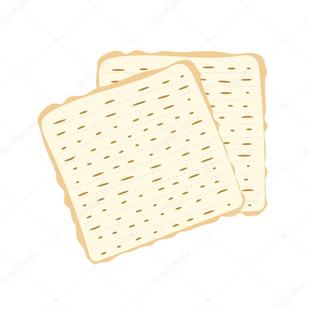 Jewish matzah bread vector illustration. Traditional matzoh pesach food.