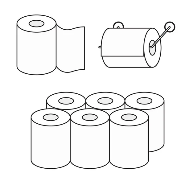 Toilettenpapier-Rollenvektorsymbolset. Toilettenpapierverpackung. lizenzfreie Stockvektoren