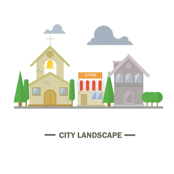 Ciudad paisaje plano diseño ilustración — Vector de stock
