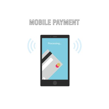 Mobil ödeme kavramı. Kredi kartından para transferi