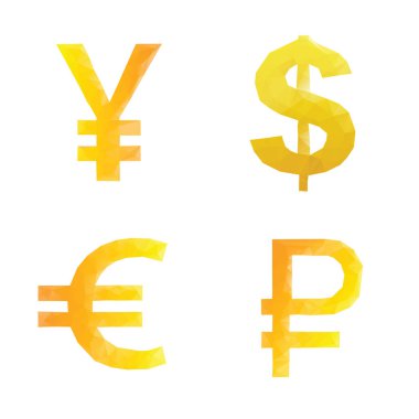 Poligonal Rublesi yen dolar euro işareti