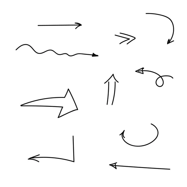 Flèches dessinées à la main isolées — Image vectorielle