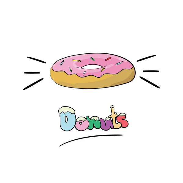 Donut dibujado a mano con texto — Archivo Imágenes Vectoriales