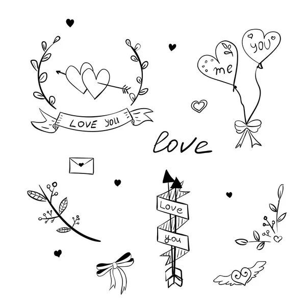 Hand drawn love elements — Stock Vector