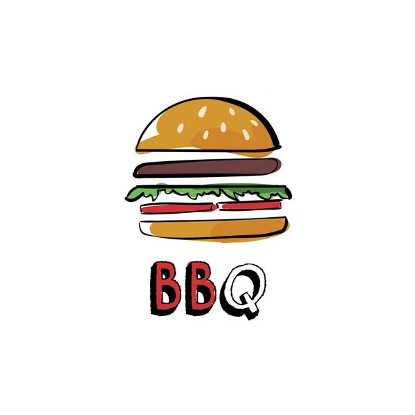 Mão desenhado hambúrguer bbq — Fotografia de Stock