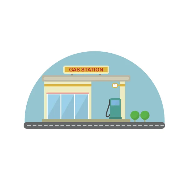 Benzin istasyonu düz tasarım vektör çizim