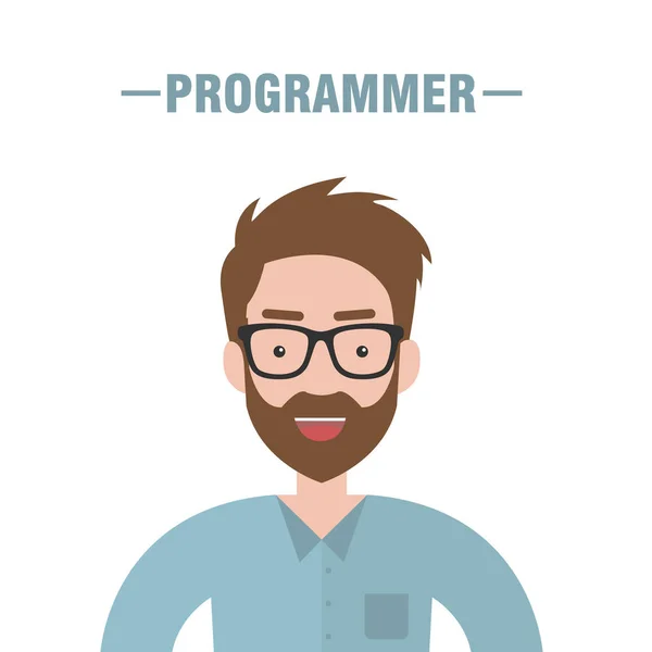Изолированный бородатый программист — стоковый вектор
