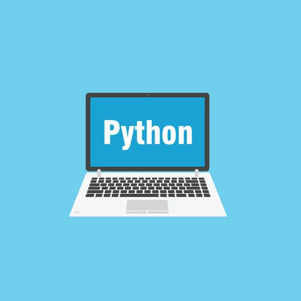Laptop cinza para programação. Língua Python — Vetor de Stock