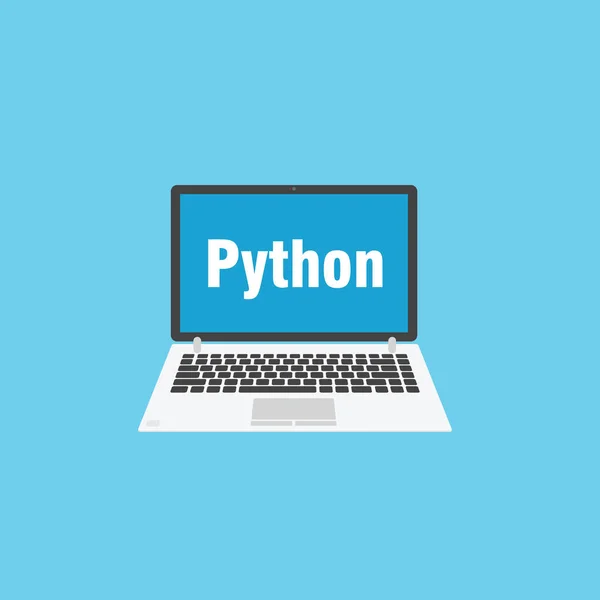 Grå laptop til programmering. Python- sprog – Stock-vektor