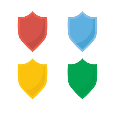 İzole renkli kalkanlar. Düz tasarım