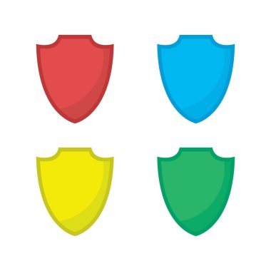 İzole renkli kalkanlar. Düz tasarım