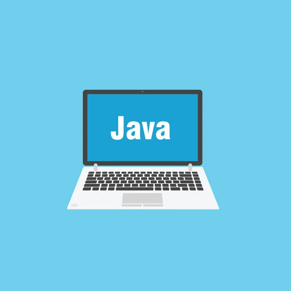 Programmazione su Java. Laptop con segno — Vettoriale Stock