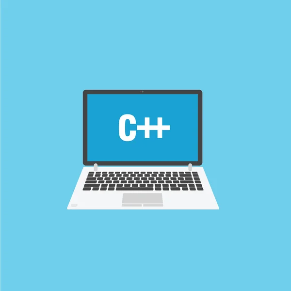 Programmazione su laptop C con linguaggio di programmazione — Vettoriale Stock