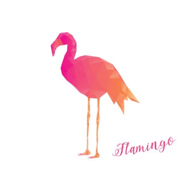 Renkli flamingo düşük Poli tarzı. Pembe flamingo izole