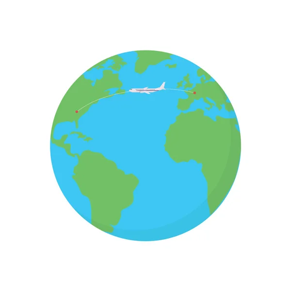 Concept de voyage. Voyage en avion autour de la terre — Image vectorielle