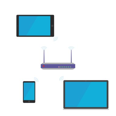Yönlendirici düz tasarım izole. WiFi ağ kavramı