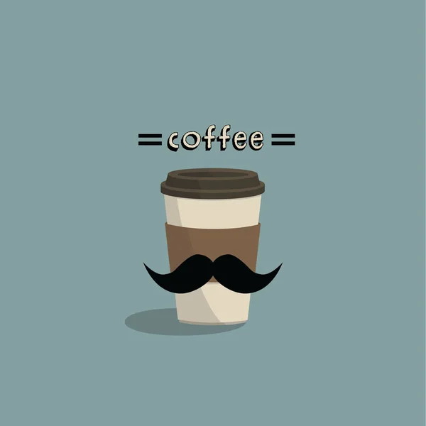 가야할 hipster 커피입니다. 콧수염과 커피 컵 — 스톡 벡터