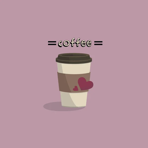 Kaffeetasse auf rosa Hintergrund zu gehen. Liebeskonzept — Stockvektor