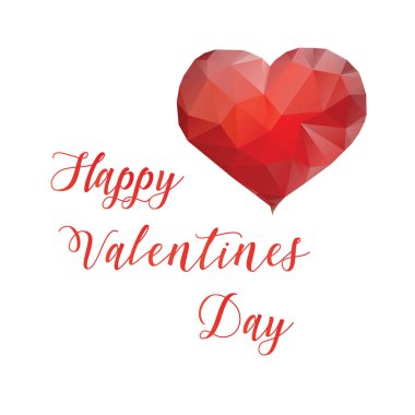 Mutlu Sevgililer günü kartı düşük Poli kalp ve yazı ile