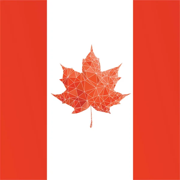 Bandera de Canadá con hoja baja de arce poli — Archivo Imágenes Vectoriales