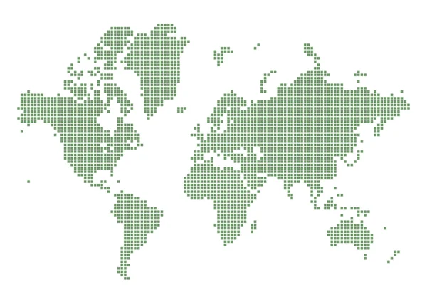 Carte du monde en pointillés verts — Image vectorielle