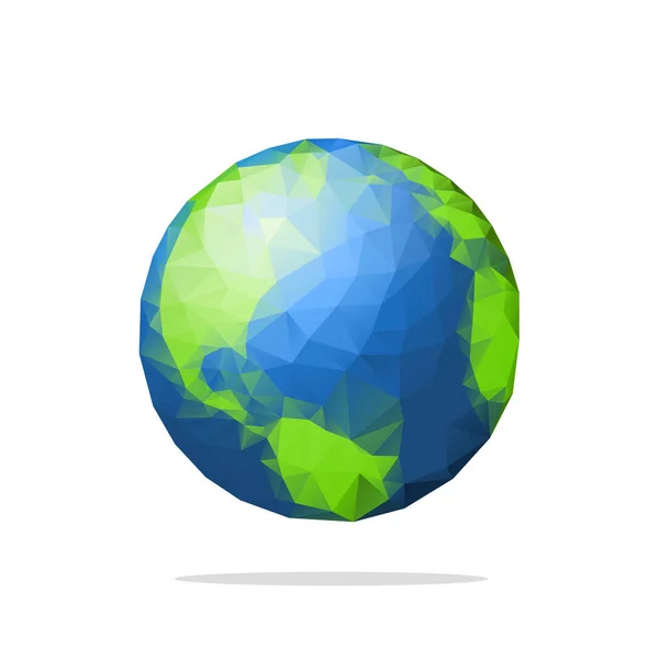 Low poly earth globe with shadow — Stock Vector