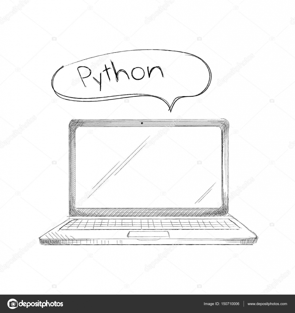 Hand drawn programming language concept laptop python Stock Vector by ...