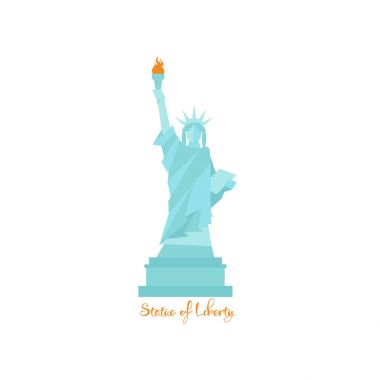 Özgürlük Anıtı düz tasarım yazı ile Amerika Birleşik Devletleri