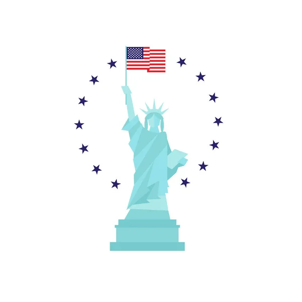 Концепция Дня независимости США. Статуя Свободы с флагом — стоковый вектор