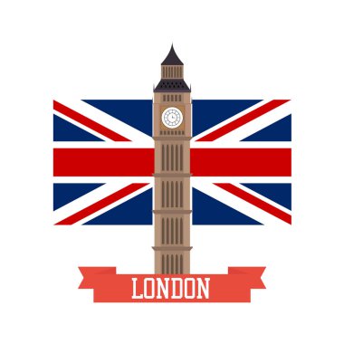 Londra kavramı. Büyük ben düz çizmek ile İngiltere bayrağı