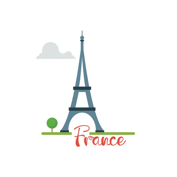 Concepto de Francia. Torre Eiffel con concepto de viaje de texto — Vector de stock