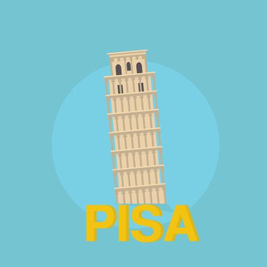 Pisa Kulesi tarihi. Düz tasarım seyahat konsepti